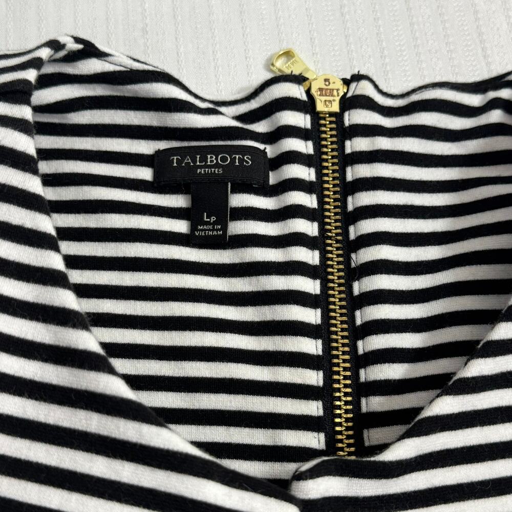 TALBOTS Women’s Size LP Black White Striped Sleeveless Workwear Office Fashion - Picture 3 of 8